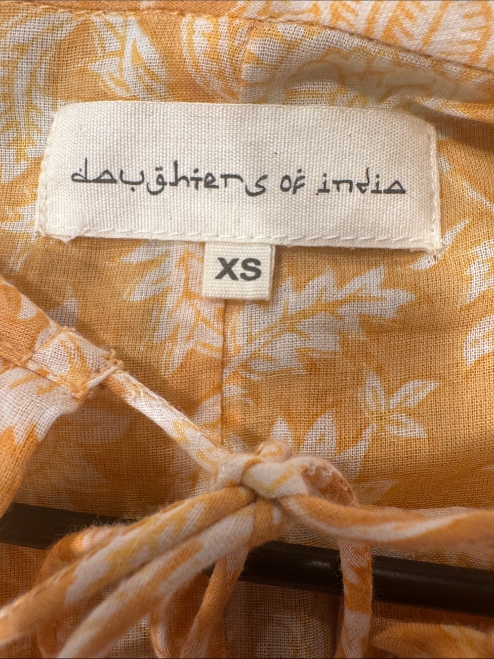 Daughters of India orangish Yellow Floral Boho Peasant dress. - Picture 3 of 4